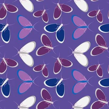 Seamless pattern - stylized moths - graphics. Summer, insects, unbearable eas Stock Illustration