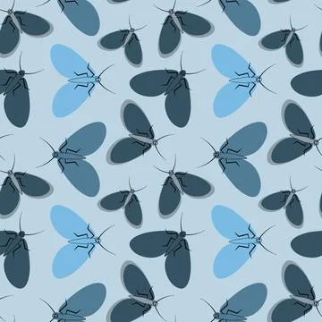 Seamless pattern - stylized moths - graphics. Summer, insects, unbearable eas Illustrazione stock