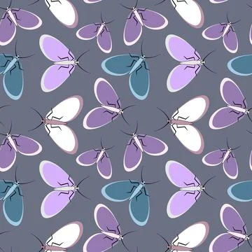 Seamless pattern - stylized moths - graphics. Summer, insects, unbearable eas Stockillustratie