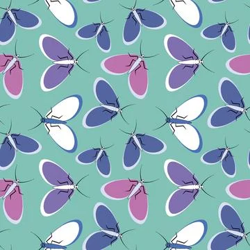 Seamless pattern - stylized moths - graphics. Summer, insects, unbearable eas イラスト素材