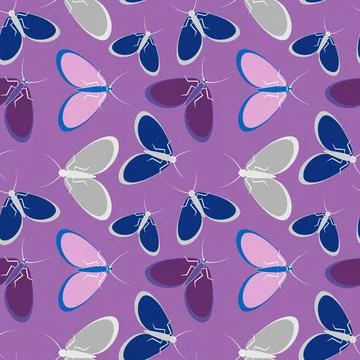 Seamless pattern - stylized moths - graphics. Summer, insects, unbearable eas Stockillustratie
