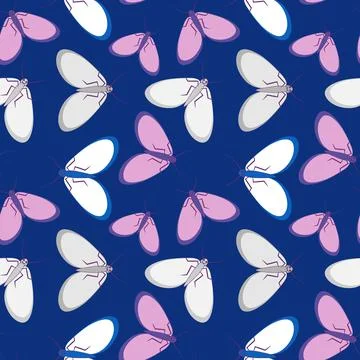 Seamless pattern - stylized moths - graphics. Summer, insects, unbearable eas イラスト素材