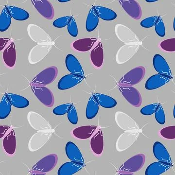 Seamless pattern - stylized moths - graphics. Summer, insects, unbearable eas Stockillustratie