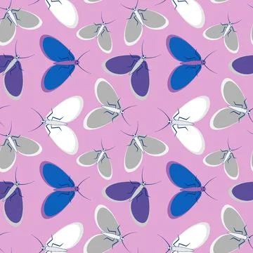 Seamless pattern - stylized moths - graphics. Summer, insects, unbearable eas イラスト素材