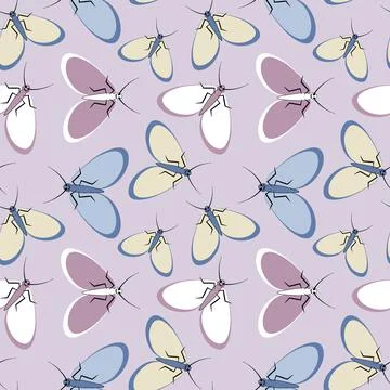 Seamless pattern - stylized moths - graphics. Summer, insects, unbearable eas イラスト素材