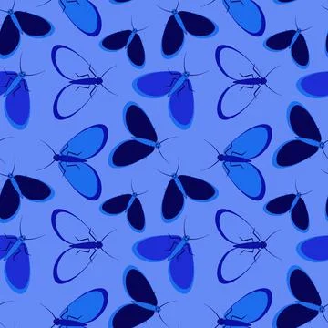 Seamless pattern - stylized moths - graphics. Summer, insects, unbearable eas Stock Illustration