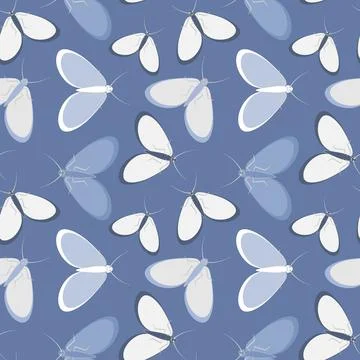 Seamless pattern - stylized moths - graphics. Summer, insects, unbearable ease Illustrazione stock