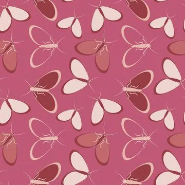 Seamless pattern - stylized moths - graphics. Summer, insects, unbearable ease Illustrazione stock