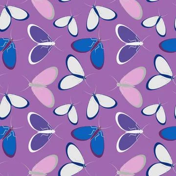 Seamless pattern - stylized moths - graphics. Summer, insects, unbearable eas イラスト素材