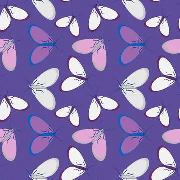 Seamless pattern - stylized moths - graphics. Summer, insects, unbearable eas Stock Illustration