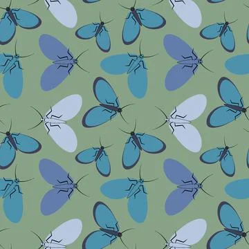 Seamless pattern - stylized moths - graphics. Summer, insects, unbearable eas イラスト素材