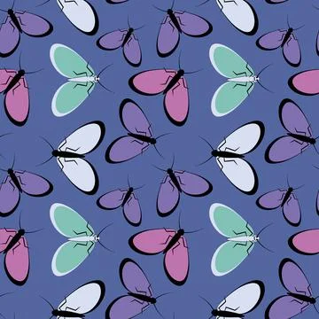 Seamless pattern - stylized moths - graphics. Summer, insects, unbearable eas 스톡 일러스트