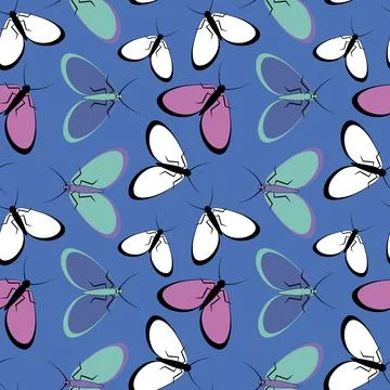 Seamless pattern - stylized moths - graphics. Summer, insects, unbearable eas イラスト素材