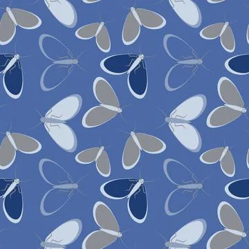 Seamless pattern - stylized moths - graphics. Summer, insects, unbearable eas Illustrazione stock