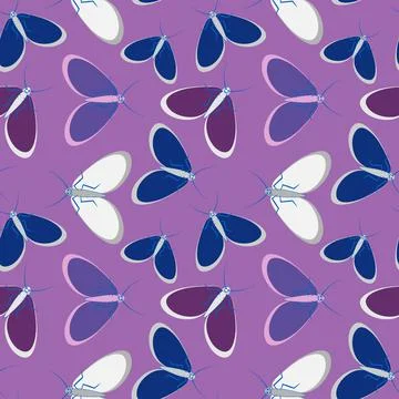 Seamless pattern - stylized moths - graphics. Summer, insects, unbearable eas Illustrazione stock