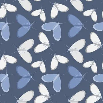 Seamless pattern - stylized moths - graphics. Summer, insects, unbearable eas Illustrazione stock
