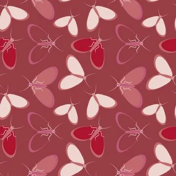 Seamless pattern - stylized moths - graphics. Summer, insects, unbearable eas Illustrazione stock