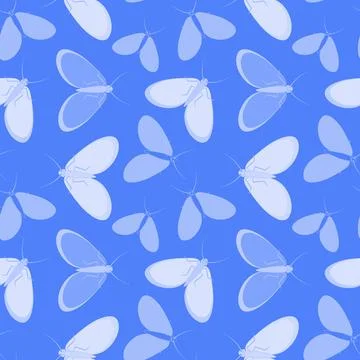 Seamless pattern - stylized moths - graphics. Summer, insects, unbearable eas Illustrazione stock