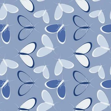 Seamless pattern - stylized moths - graphics. Summer, insects, unbearable eas 스톡 일러스트