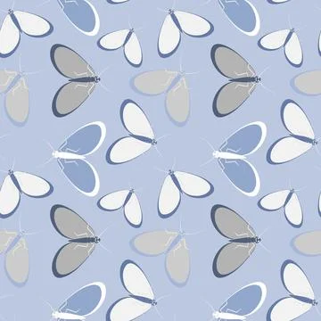 Seamless pattern - stylized moths - graphics. Summer, insects, unbearable eas イラスト素材