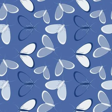 Seamless pattern - stylized moths - graphics. Summer, insects, unbearable eas イラスト素材
