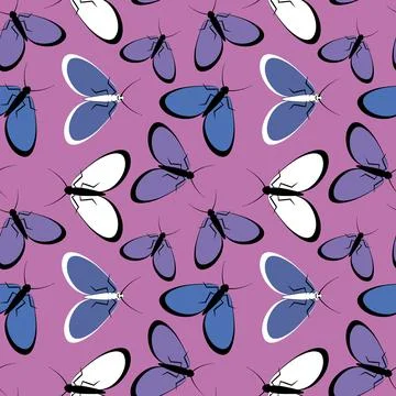 Seamless pattern - stylized moths - graphics. Summer, insects, unbearable eas イラスト素材