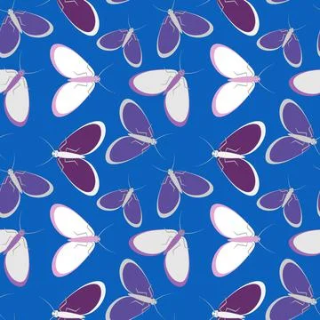 Seamless pattern - stylized moths - graphics. Summer, insects, unbearable eas Stockillustratie