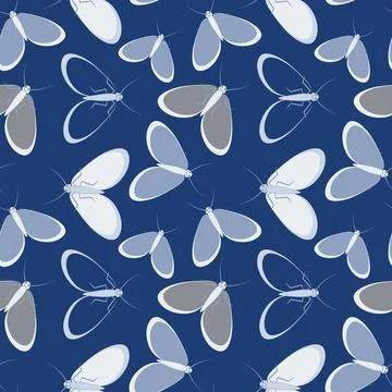 Seamless pattern - stylized moths - graphics. Summer, insects, unbearable eas Stock Illustration