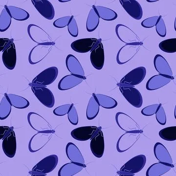 Seamless pattern - stylized moths - graphics. Summer, insects, unbearable eas Illustrazione stock