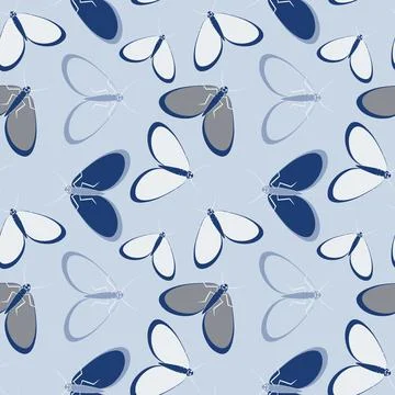 Seamless pattern - stylized moths - graphics. Summer, insects, unbearable eas Illustrazione stock