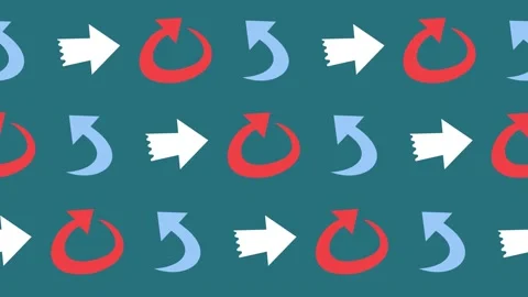 Seamless pattern of stylized navigation and reload arrows in abstract background Video stock 332490790