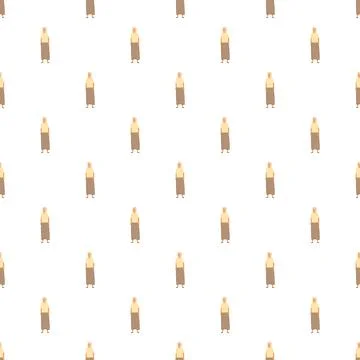 Seamless pattern with stylized old woman standing Stock Illustration