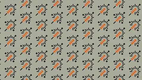 Seamless Pattern of Stylized Orange Flowers with Black Stems on a Light Gra.. Stock Footage 325391360