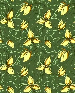 Seamless Pattern with Stylized Orchids Flowers Stock Illustration