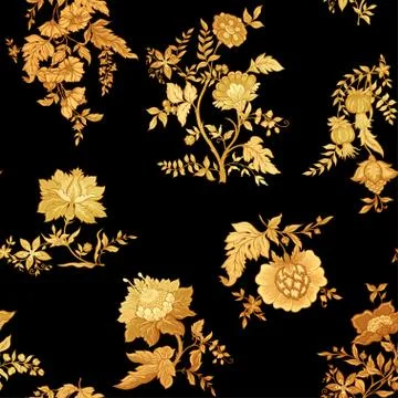 Seamless pattern with stylized ornamental flowers Stock Illustration