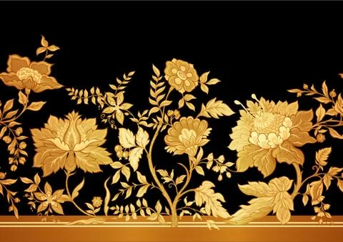 Seamless pattern with stylized ornamental flowers Stock Illustration