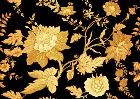 Seamless pattern with stylized ornamental flowers Stock Illustration