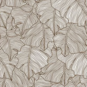 Seamless pattern with stylized palm leaves. Decorative image of tropical foliage Stock Illustration
