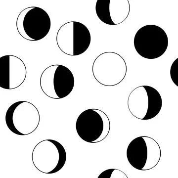 Seamless pattern with stylized phases of the moon Stock Illustration