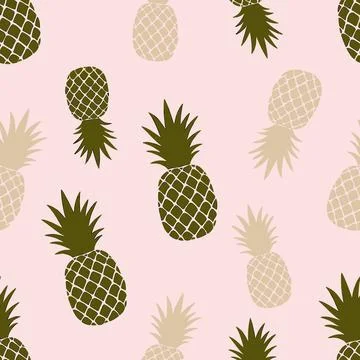 Seamless Pattern with Stylized Pineapples on a Light Pink Background. Stock Illustration