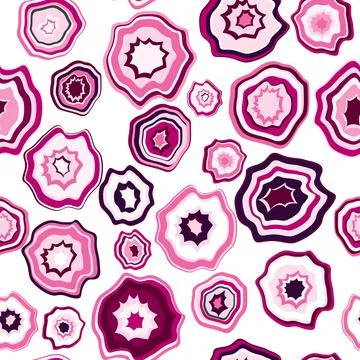 Seamless pattern with stylized pink agate stones collection on white backgrou Stock Illustration