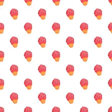 Seamless pattern with stylized pink cupcakes and sprinkles Stock Illustration