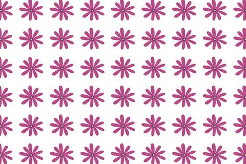 Seamless pattern of stylized pink flowers on a white background backdrop Stock Illustration