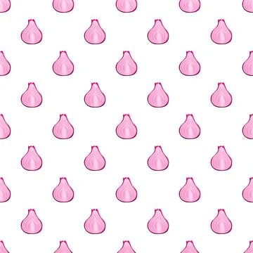 Seamless pattern with stylized purple onion halves Stock Illustration