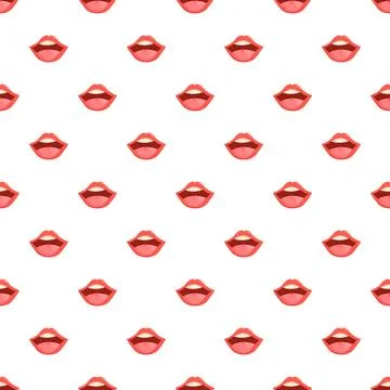 Seamless pattern with stylized red lips expressing speech Stock Illustration