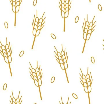 Seamless pattern with stylized simple ears of wheat. Vector illustration. Stock Illustration