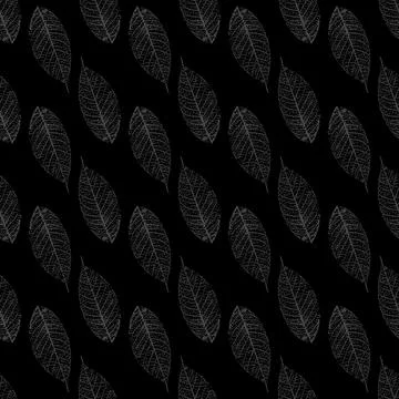 Seamless pattern with stylized skeletonized gray Leaves . Vector, Stock Illustration