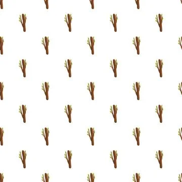 Seamless pattern with stylized tree branches and green leaves Stock Illustration