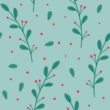 Seamless pattern of stylized twigs with berries. Stock Illustration