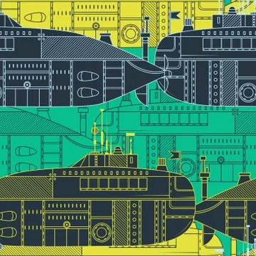 Seamless pattern with submarine. Stock Illustration